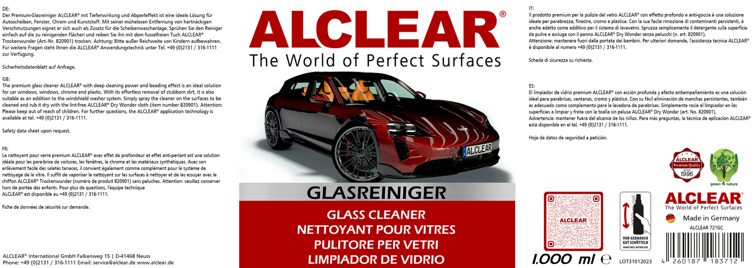 Glasreiniger 1000 ml, mit Abperleffekt